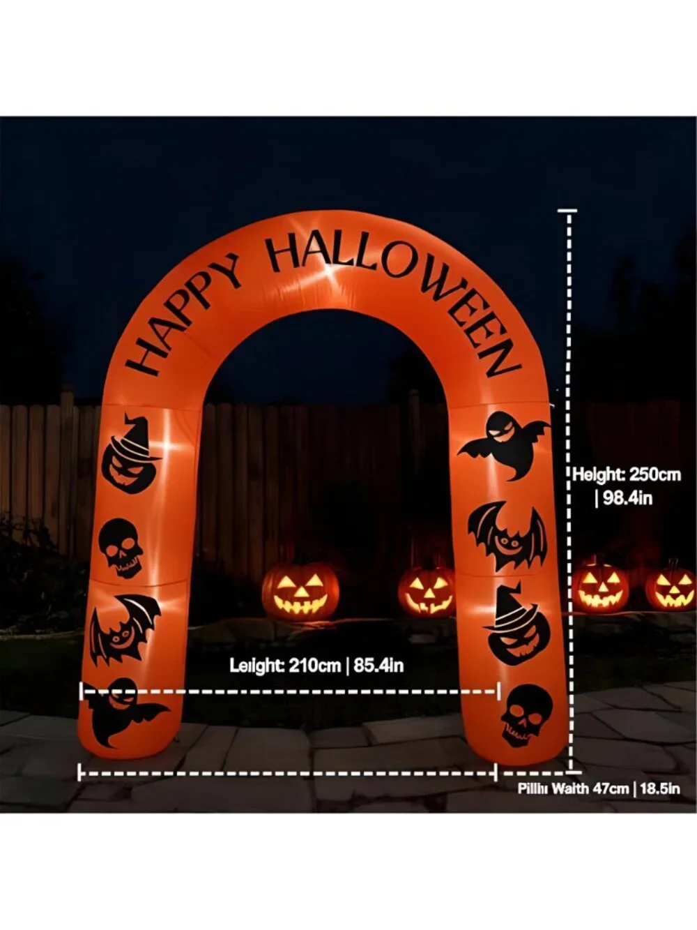 7.5FT Halloween Inflatable Archway with LED Lights, Happy Halloween Blow up